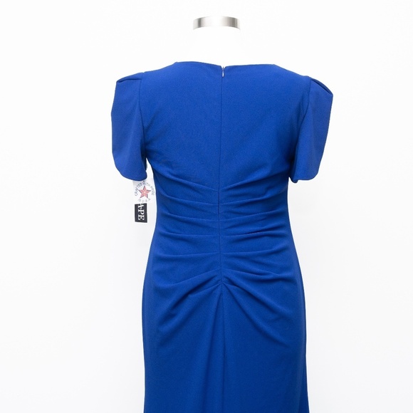 XSCAPE. Plus Size Tulip-Sleeve Gathered-Waist Gown - Picture 13 of 14